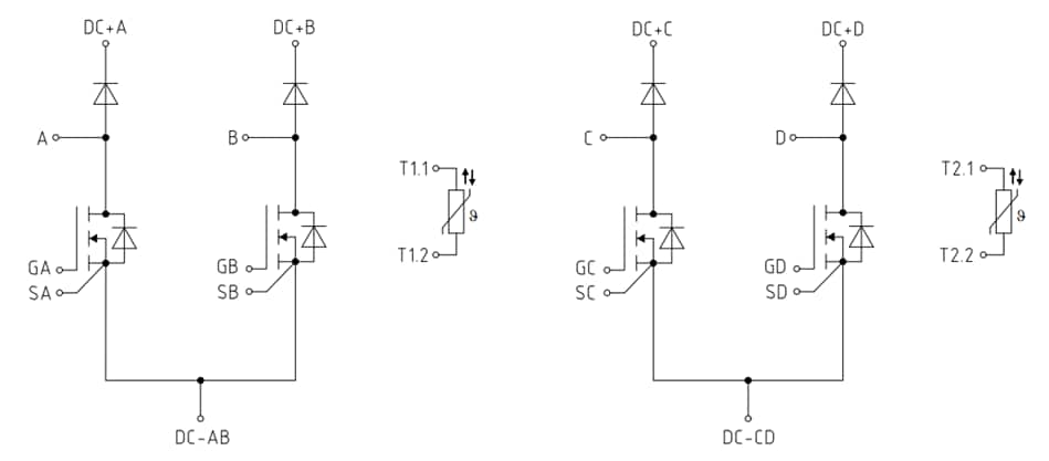 Applikations-Schaltungsdiagramm - Infineon Technologies DF4-19MR20W3M1HF_B11 EasyPACK™-Modul